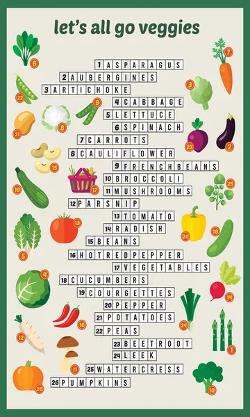 Vektorillustration von Kreuzworträtseln in Gemüse — Stockvektor