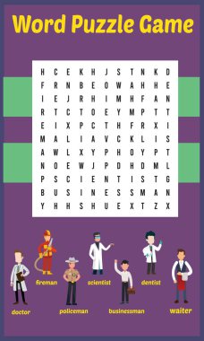 Kariyer kelime arama bulmaca Vektör İllüstrasyon