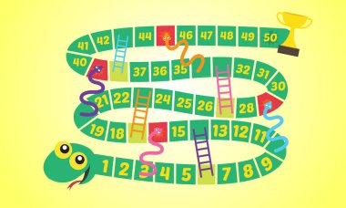 Vector illustration of Puzzle game Snake ladder clipart