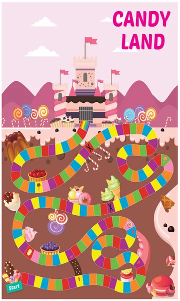 Ilustración vectorial del rompecabezas juego Candy land maze — Vector de stock