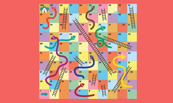 Ilustración vectorial de Puzzle juego de escalera de serpiente — Vector de stock