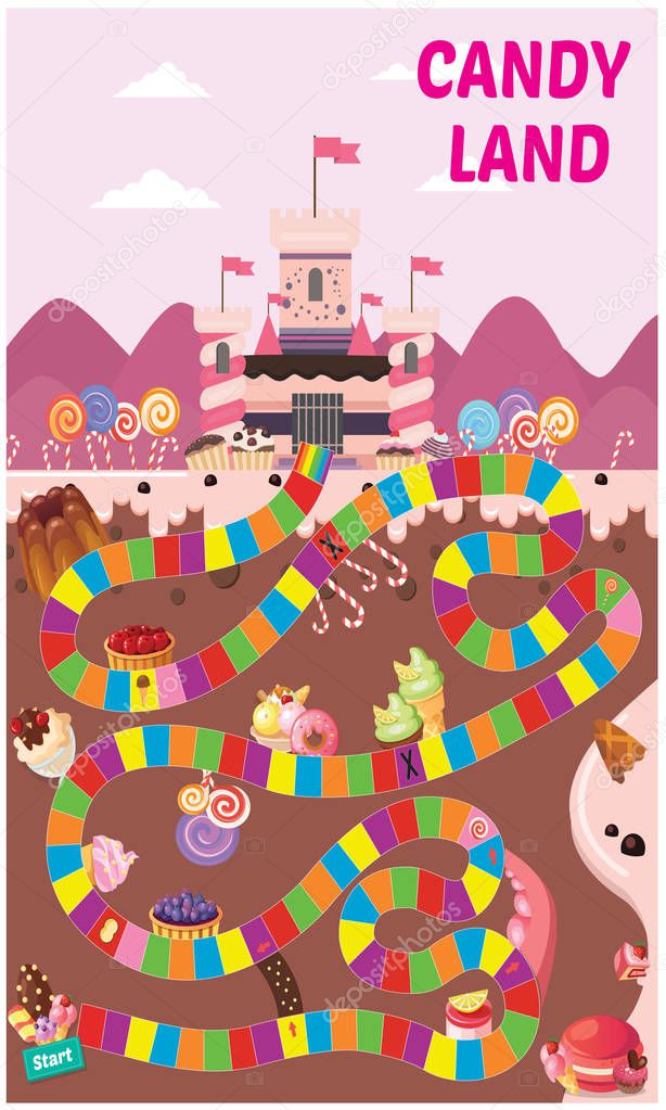 Vector illustration of Puzzle game Candy land maze