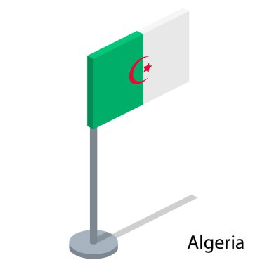 İzometrik 3d çizim bayraklar ülkeler koleksiyonunun vektör. Cezayir bayrağı
