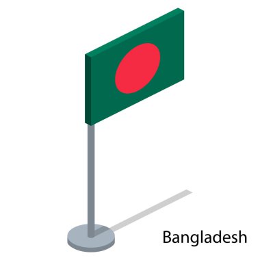 İzometrik 3d çizim bayraklar ülkeler koleksiyonunun vektör. Bangladeş bayrağı
