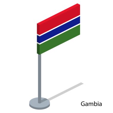 İzometrik 3d çizim bayraklar ülkeler koleksiyonunun vektör. Gambiya Cumhuriyeti bayrağı