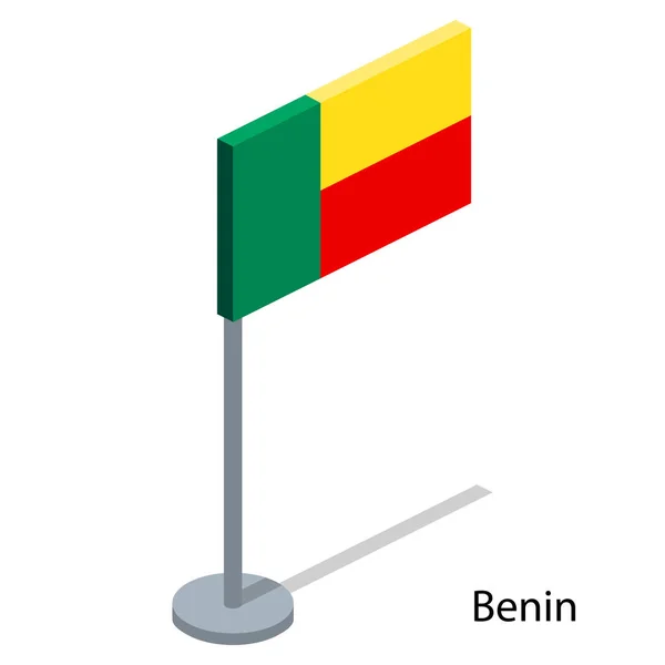 Banderas Ilustración Vectores Isométricos Colección Países Bandera Benin — Vector de stock
