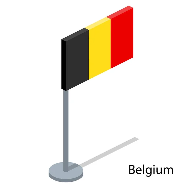Izometrické Vektorové Ilustrace Vlajky Zemí Kolekce Vlajka Belgie — Stockový vektor