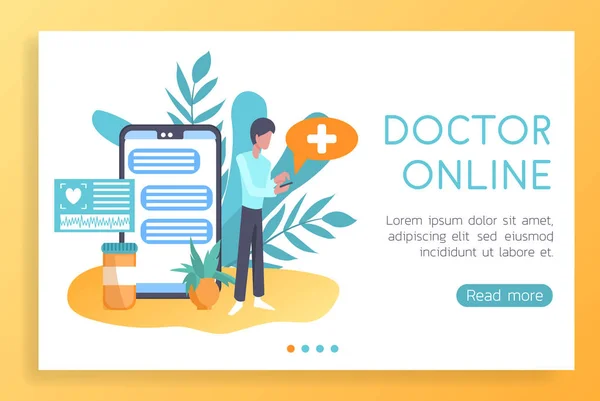 Mockup Medicinsk Landningsplats Ring Och Konsultera Doctor Online — Stock vektor