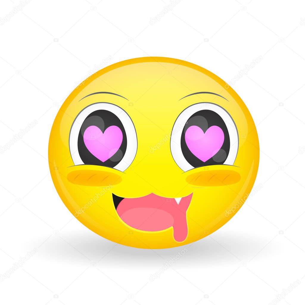 Cute love emoji. Cartoon style. Vector illustration smile icon.