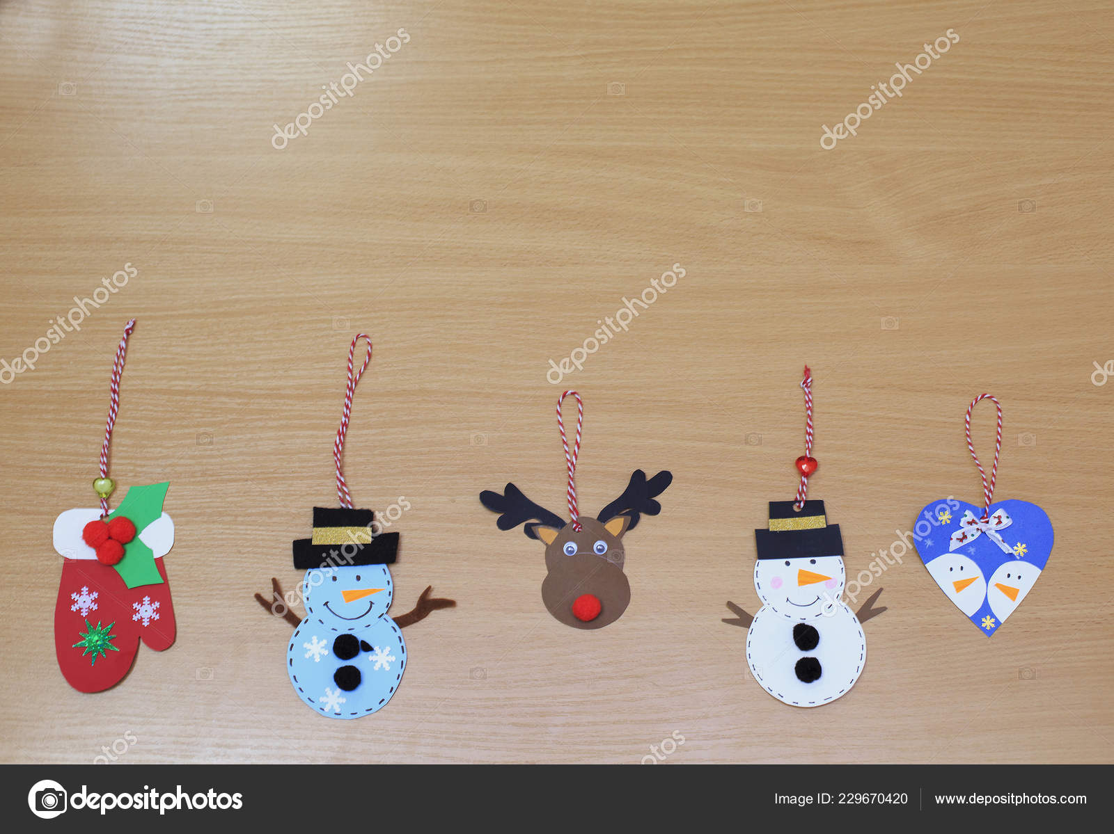 Christmas Tree Decorations On A Wooden Table Homemade
