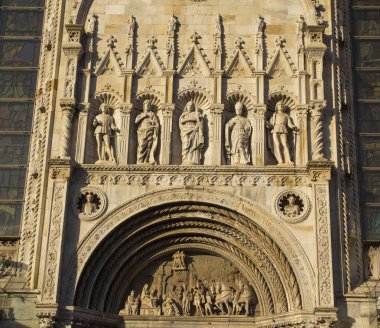 Como Katedrali Como, Lombardy Roma atholic katedral dış dekorasyon ayrıntıları,