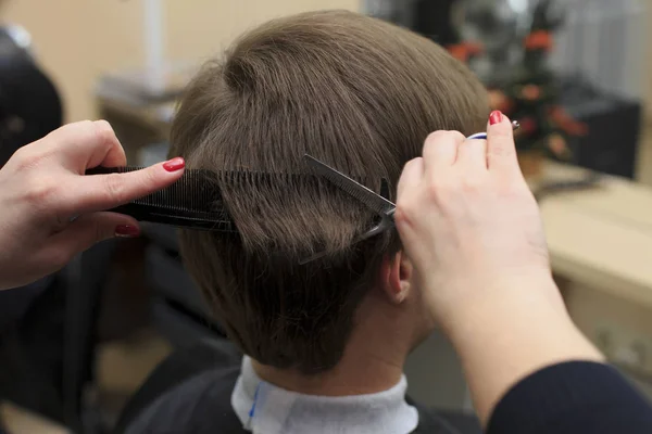 Man having a haircut from hairdresser. Close-up picture of shaving a mans head