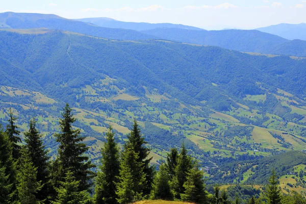 Natur in den Bergen, schöne Landschaft, schöne Berglandschaft, die Karpaten, ein Dorf in den Bergen. — Stockfoto