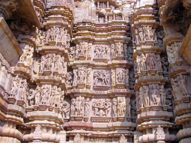 Khajuraho, Hindistan'da ünlü erotik Tapınağı'nda antik kısma parçası