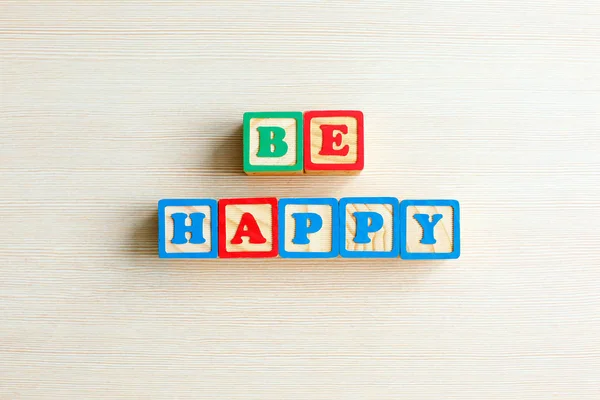 Be Happy Word In color Wooden Cube Stamp