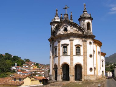 minas gerais Brezilya ouro Preto'daki kiliseden görünümünü