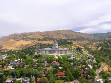 State capitol building in Salt Lake City, Utah, USA. Nice view in sunlight from high building. clipart