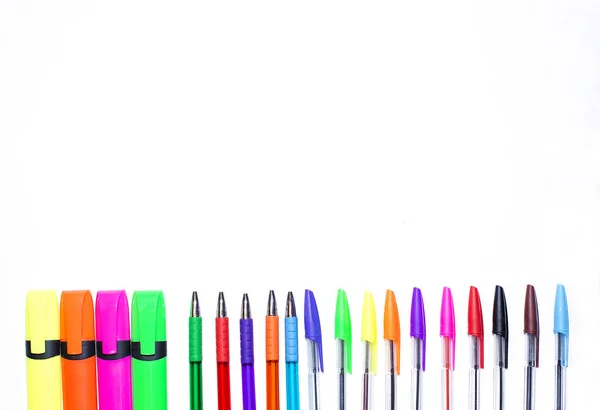 School supplies on white background. Stationery on white background — Stock Photo, Image