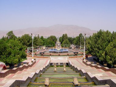 Arbob, Tacikistan-7 Ağustos 2018: tarihi önemli idari merkezinde Çeşme Arbob Kültür Sarayı