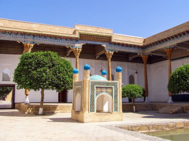 Buhara, Özbekistan - 10 Ağustos 2018: buhara sadece ibadet gibi Memorial karmaşık olan Bahaddin Nakşibendi bir hac merkezidir