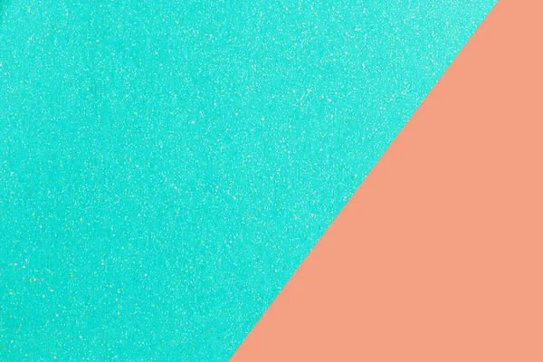 Silver sparkles on turquoise pastel and cantaloupe trendy background. — 스톡 사진