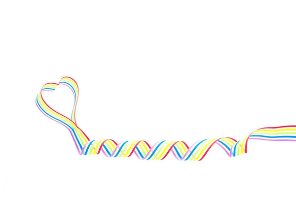 LGBT community pride rainbow ribbon awareness isolated — 스톡 사진