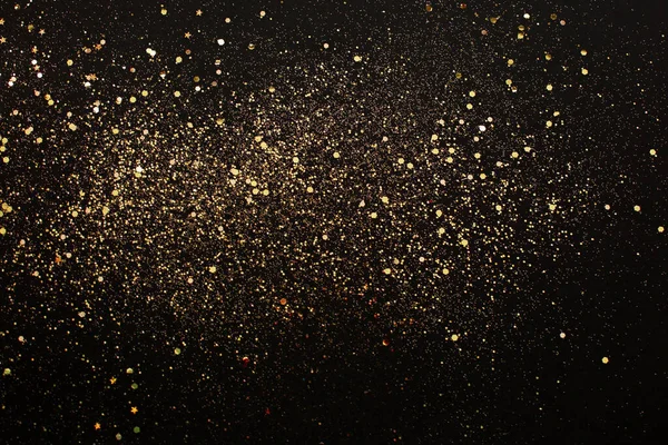 Gouden Glitter Schitteren Sterren Zwarte Achtergrond Gelukkig Nieuwjaar Vakantie Concept — Stockfoto