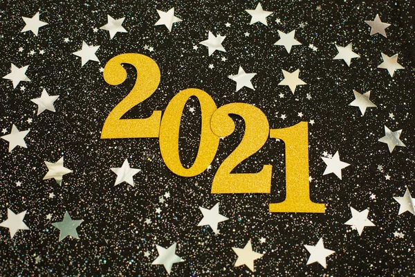 은백색별 주위에는 2021 새해의 컨셉트 2021 — 스톡 사진