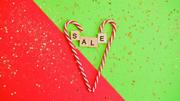 Christmas Sale Advertising Poster Store Half Green Red Banner Website — Stock Photo, Image