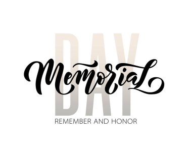 Anma Günü. Onur ve hatırlıyorum. Vektör çizim el anma günü için metin yazı ABD-yıldız ile çizilmiş.