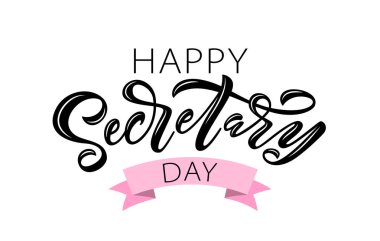 Happy Sekreter gün el yazı vektör çizim. 24 Nisan 2019. Yönetim uzmanları gün
