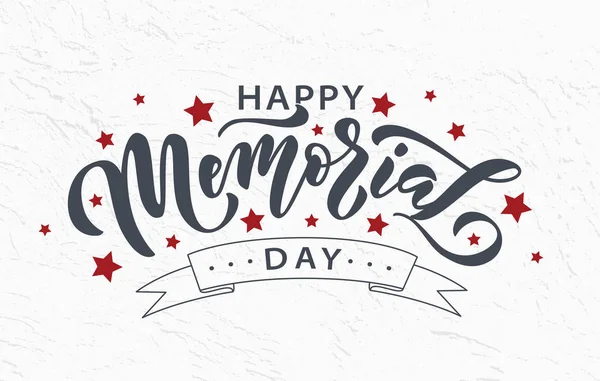 Memorial Day. Remember and honor. Vector illustration Hand drawn text lettering with stars for Memorial Day in USA. — Stock Vector