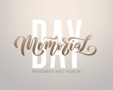 Anma Günü. Onur ve hatırlıyorum. Vektör çizim el anma günü için metin yazı ABD-yıldız ile çizilmiş.