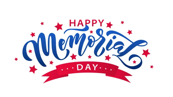 Memorial Day. Lembra-te e honra. Ilustração vetorial Letras de texto desenhadas à mão com estrelas para o Memorial Day nos EUA . — Vetor de Stock