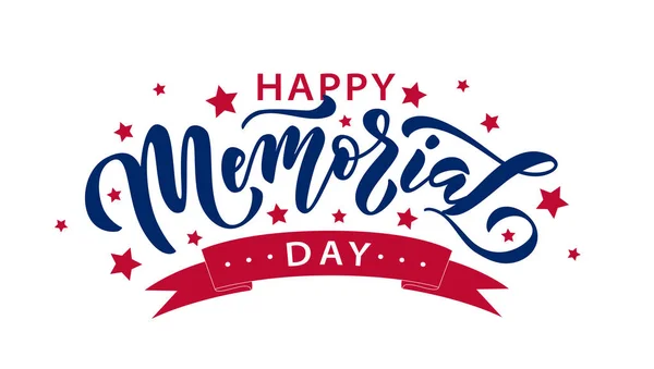 Memorial Day. Remember and honor. Vector illustration Hand drawn text lettering with stars for Memorial Day in USA. — Stock Vector
