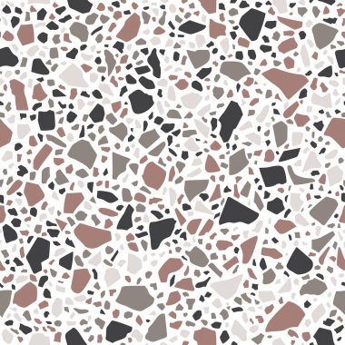 Terrazzo dikişsiz desen. Vektör çatlak taş mermer arka plan. Soyut mozaik