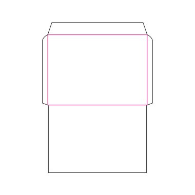 Zarf DL boyutu öldü, şablon kesildi. Damga. Vektör siyah izole devre zarfı.