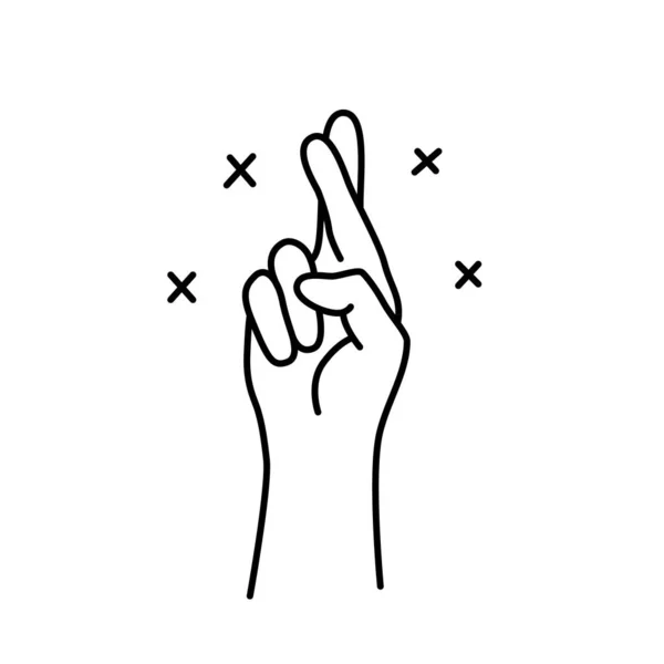 FINGERS CROSSED. Koreanska lyckotecken. Finger luck symbol med kors. Lova en handgest. Vektorillustration — Stock vektor