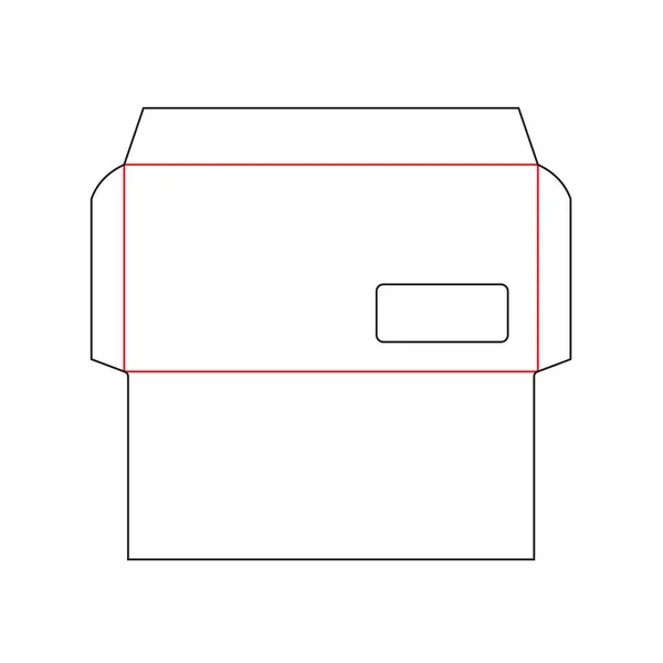 Enveloppe Vierge Taille Matrice Modèle Coupe Avec Fenêtre Mise Page — Image vectorielle