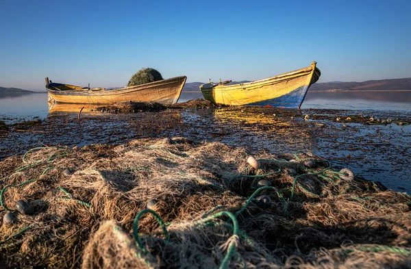 Golmarmara Ist Das Wasser Noch Feucht Die Boote Sind Land — Stockfoto