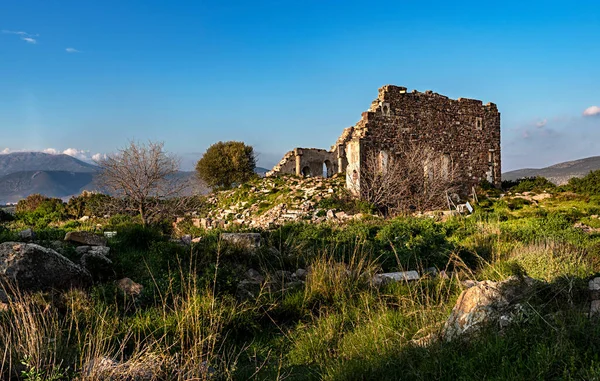 Une Vue Nuageuse Sur Ancienne Ville Erythrai Près Cesme — Photo