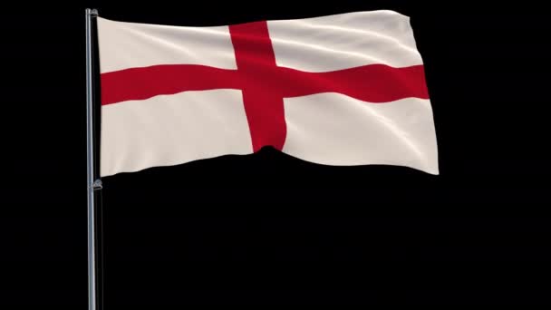 Bandiera Isolata Dell Inghilterra Pennone Sventolante Nel Vento Uno Sfondo — Video Stock