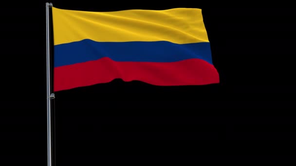 Bandiera Isolata Della Colombia Pennone Sventolante Nel Vento Uno Sfondo — Video Stock