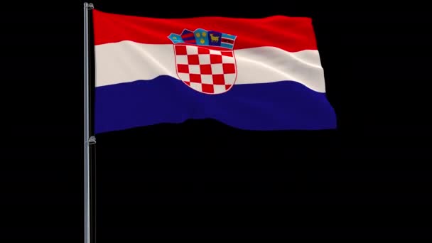 Aislar Bandera Croacia Asta Bandera Ondeando Viento Sobre Fondo Transparente — Vídeo de stock