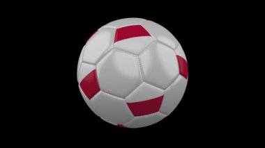 Futbol topu Polonya bayrak renkleri ile döner şeffaf arka plan, 3d render, prores 4444 alfa kanalı ile döngü