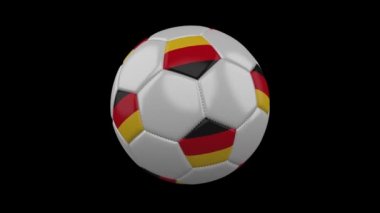 Futbol topu Almanya bayrağı renklerle döner şeffaf arka plan, 3d render, prores 4444 alfa kanalı ile döngü