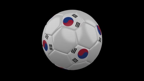 Soccer Ball South Korea Flag Colors Rotates Transparent Background Rendering — Stock Video