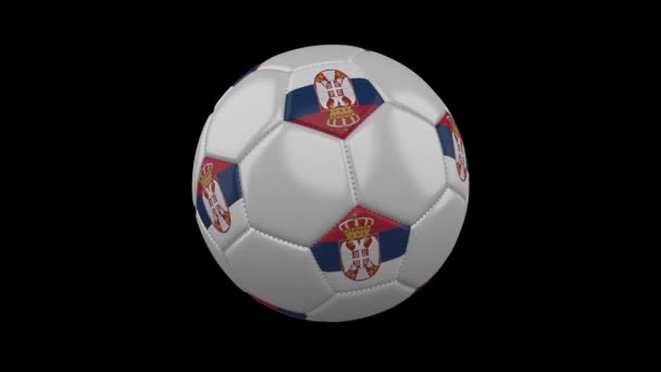 Pelota Fútbol Con Colores Bandera Serbia Gira Sobre Fondo Transparente — Vídeo de stock