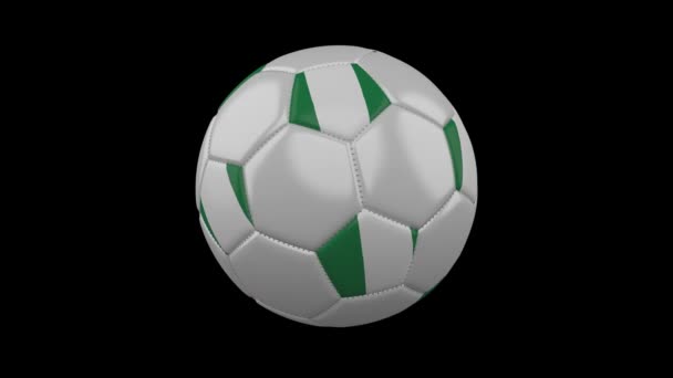 Pallone Calcio Con Colori Bandiera Nigeria Ruota Sfondo Trasparente Rendering — Video Stock