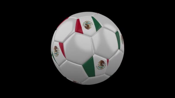 メキシコ国旗の色でのサッカー ボールを透明な背景 レンダリング アルファ チャネルを持つ Prores 4444 回転ループ — ストック動画